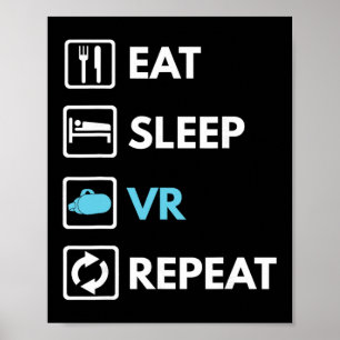 Eat Sleep Vr Repeat Funny Vr Gamer Boy Vr Athlete Poster