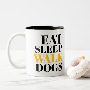 'Eat Sleep Walk Dogs' Pet Parents Dog Lovers Gift Two-Tone Coffee Mug