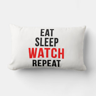 Eat sleep watch repeat lumbar pillow