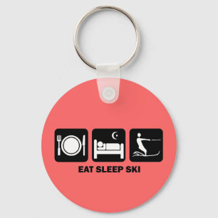 eat sleep water ski keychain