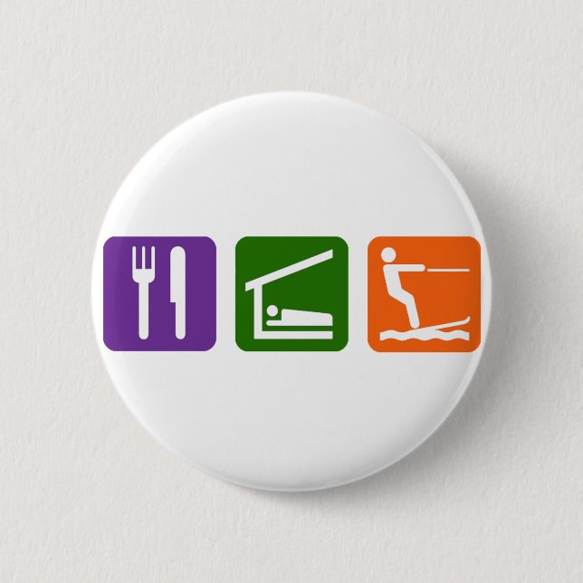 Eat Sleep Water Skiing 2 Inch Round Button (Front)