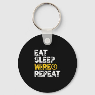 Eat Sleep Wire Repeat Electrician Electrical Keychain