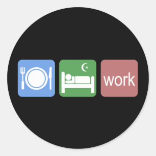 Eat sleep work classic round sticker