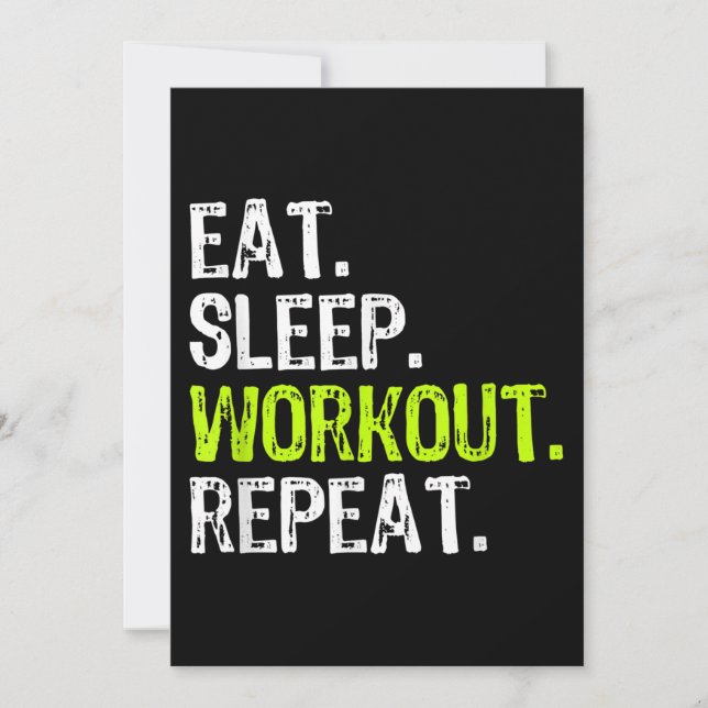 Eat Sleep Workout Repeat Funny Work Out Gym Gift Invitation (Front)