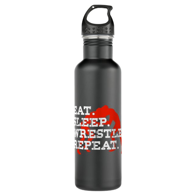 Eat Sleep Wrestle Repeat Funny Wrestling Wrestler 710 Ml Water Bottle (Front)