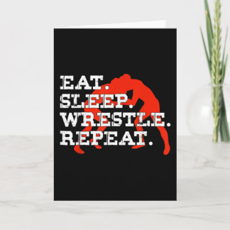 Eat Sleep Wrestle Repeat Funny Wrestling Wrestler Card
