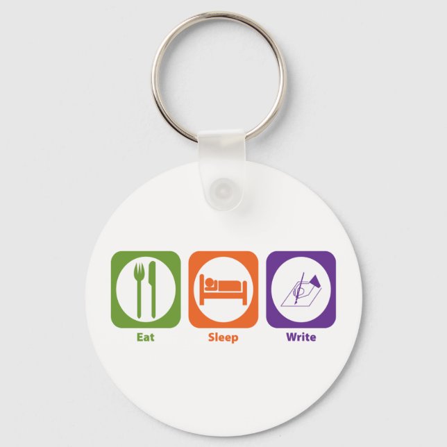 Eat Sleep Write Keychain (Front)
