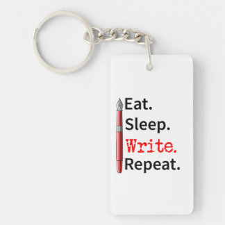 Eat Sleep Write Repeat Writer Keychain