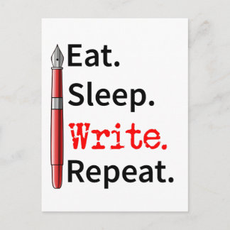 Eat Sleep Write Repeat Writer Postcard