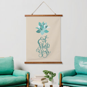Eat Sleep Yoga Lotus   Hanging Tapestry