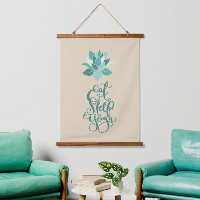 Eat Sleep Yoga Lotus   Hanging Tapestry (Living Room)