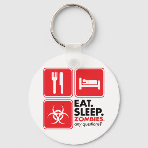Eat Sleep Zombies - Red Keychain