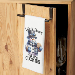Eat the cookies snowman kitchen towel