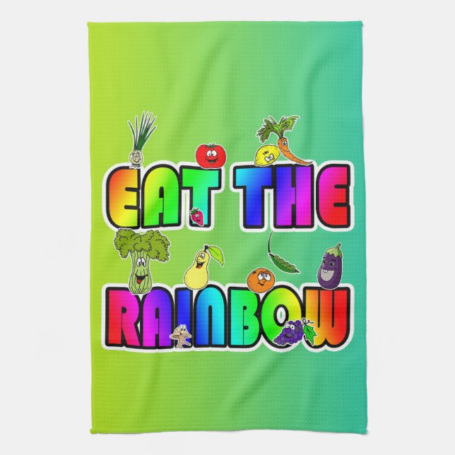 eat the rainbow kitchen towel (Vertical)