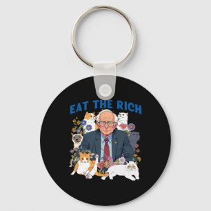 Eat The Rich Bernie Sanders Floral Cat Resist Agai Keychain