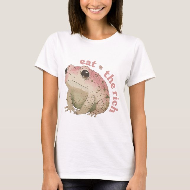 Eat the rich - pink frog T-Shirt (Front)