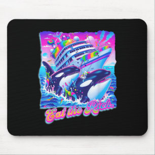 Eat The Rich Whale 90s Orca Funny Whale Animal Yac Mouse Pad