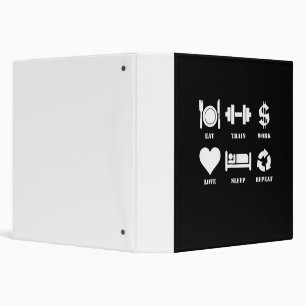 Eat Train Work Love Sleep Repeat Motivational Gym Binder