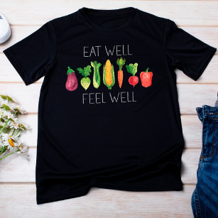 Eat Well Feel Well Watercolor Organic Vegetables T-Shirt