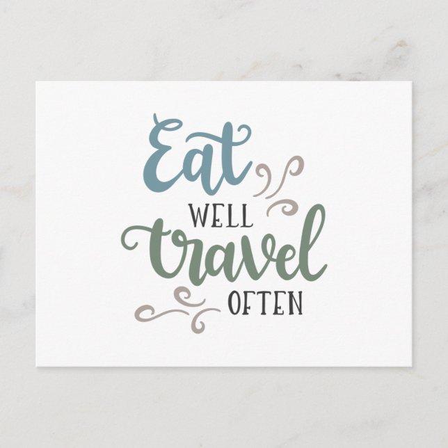 Eat well travel often postcard (Front)
