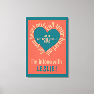 EAT YOUR HEART OUT custom photo & name canvas Print