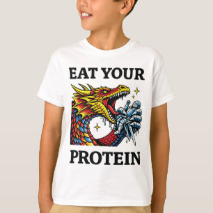 Eat Your Protein – Epic Dragon Eating Knight T-Shirt