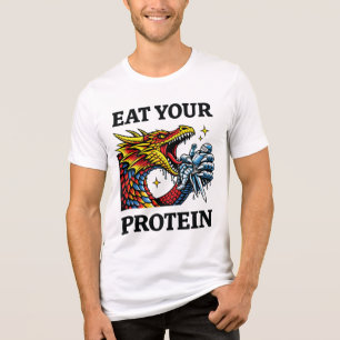 Eat Your Protein – Epic Dragon Eating Knight Tri-Blend Shirt