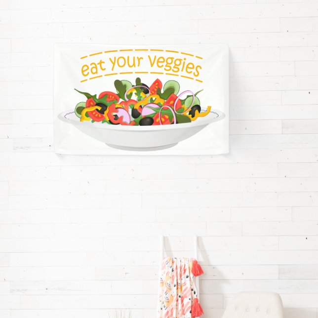 Eat Your Veggies Quote fresh salad mix bowl Banner (Insitu)