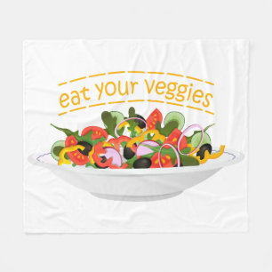 Eat Your Veggies Quote fresh salad mix bowl Fleece Blanket