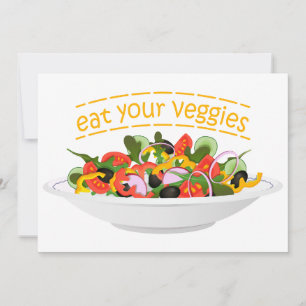 Eat Your Veggies Quote fresh salad mix bowl Invitation