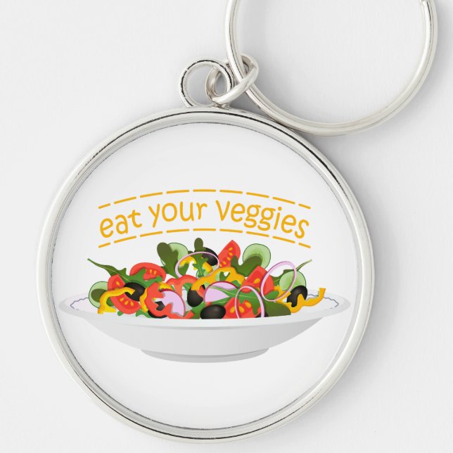 Eat Your Veggies Quote fresh salad mix bowl Keychain (Front)