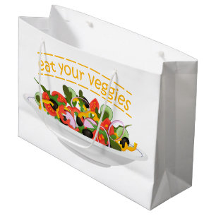 Eat Your Veggies Quote fresh salad mix bowl Large Gift Bag