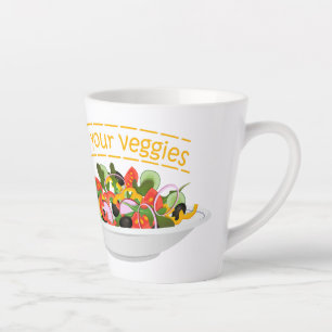 Eat Your Veggies Quote fresh salad mix bowl Latte Mug
