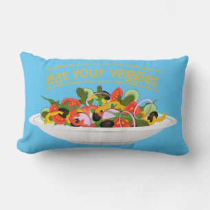 Eat Your Veggies Quote fresh salad mix bowl Lumbar Pillow