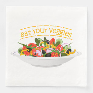 Eat Your Veggies Quote fresh salad mix bowl Napkin