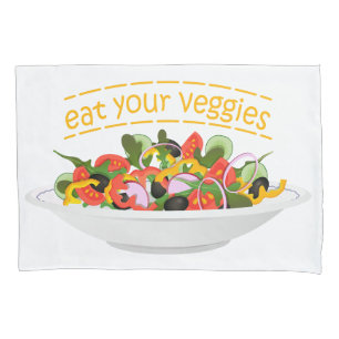 Eat Your Veggies Quote fresh salad mix bowl Pillowcase