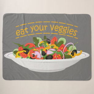Eat Your Veggies Quote fresh salad mix bowl Sherpa Blanket