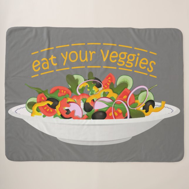 Eat Your Veggies Quote fresh salad mix bowl Sherpa Blanket (Front (Horizontal))