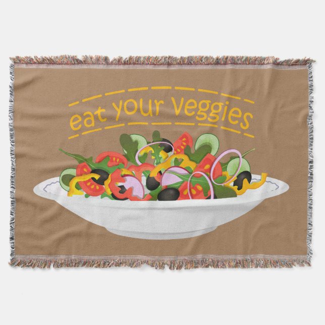 Eat Your Veggies Quote fresh salad mix bowl Throw Blanket (Front)