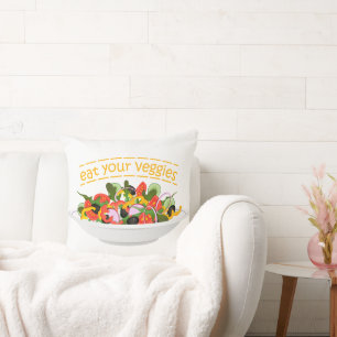 Eat Your Veggies Quote fresh salad mix bowl Throw Pillow