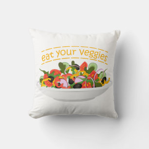 Eat Your Veggies Quote fresh salad mix bowl Throw Pillow