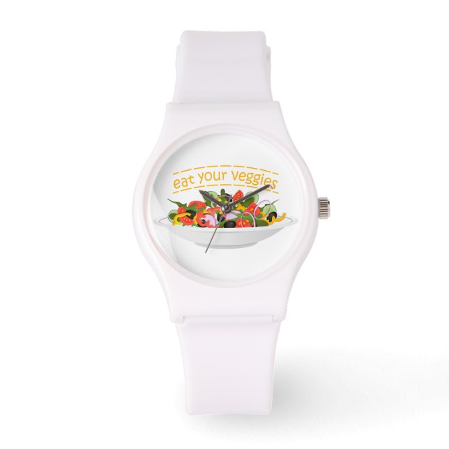 Eat Your Veggies Quote fresh salad mix bowl Watch (Front)