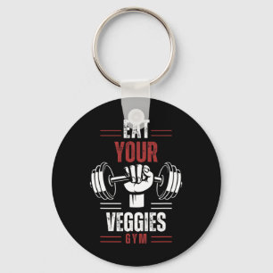 Eat Your Veggies Vegan Fitness Gym Workout Food Vi Keychain
