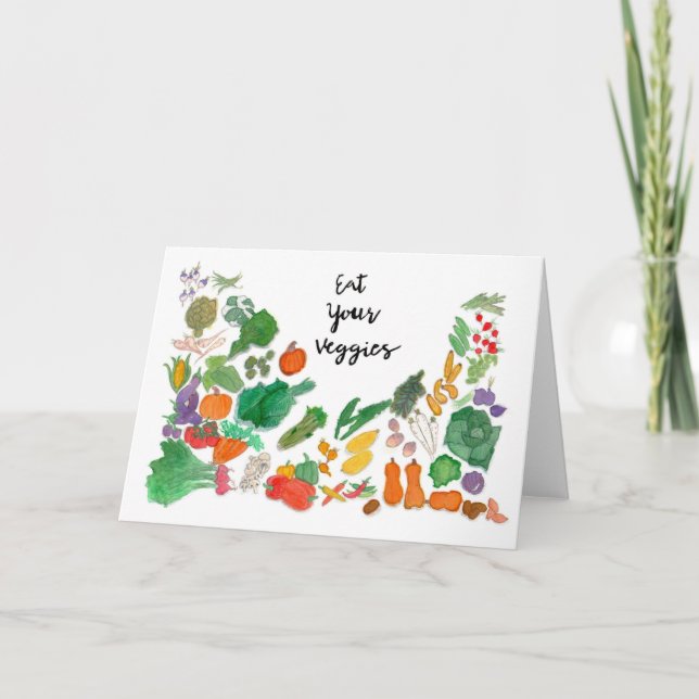 Eat Your Veggies (vegetable illustration vegan) Card (Front)