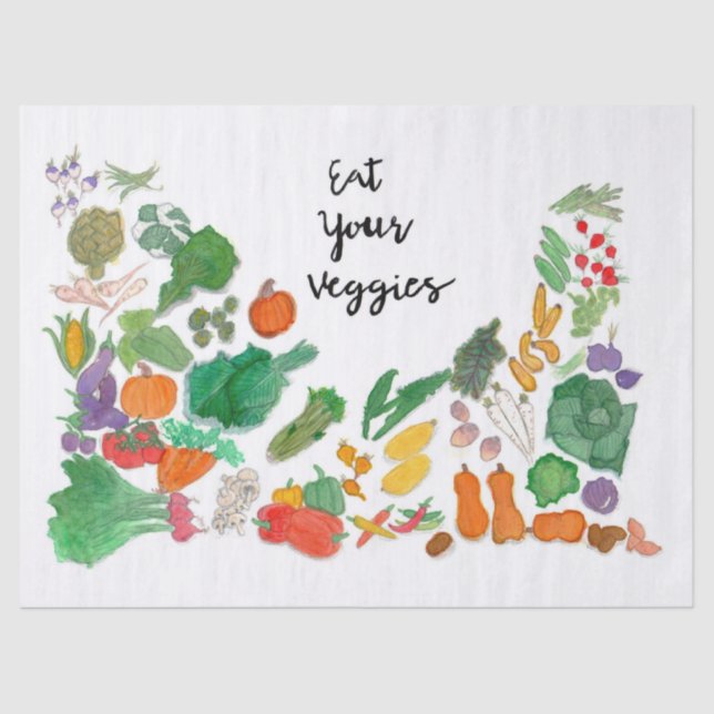 Eat Your Veggies (vegetable illustration vegan) Tissue Paper (Front)