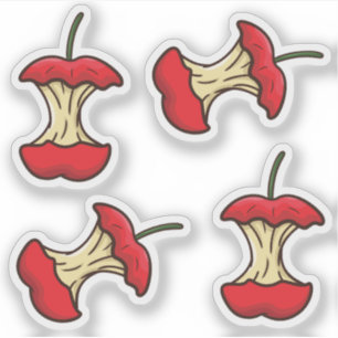 Eaten Apple Core retro style fun fruits