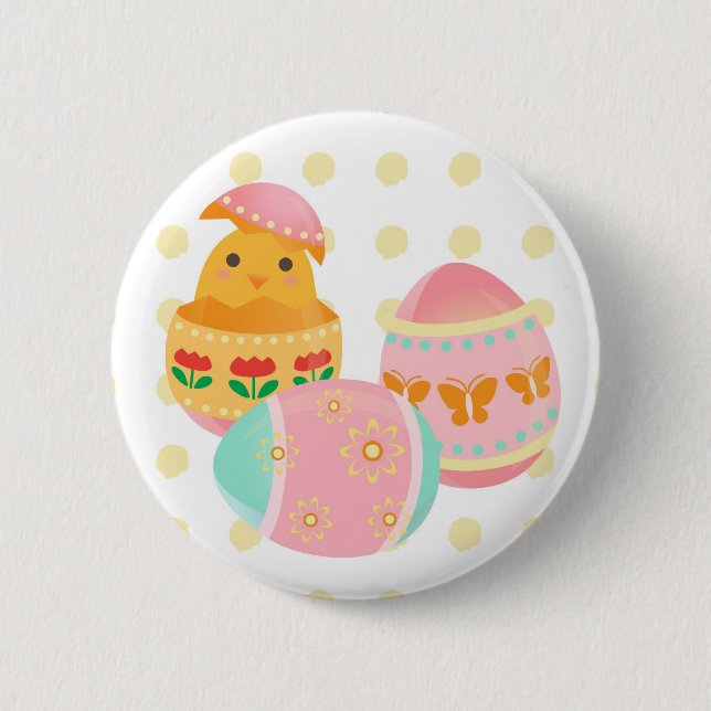 Eater Egg Chick Design Botton 2 Inch Round Button (Front)