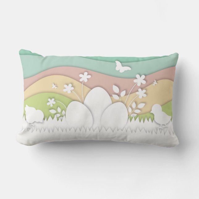 Eater holidays chicks and hidden eggs spring  lumbar pillow (Front)