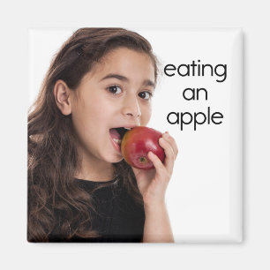 Eating an Apple Refrigerator Magnet
