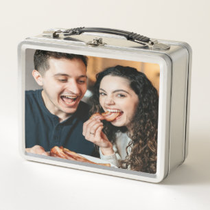 Eating Bacon Photo Customize Personalize Metal Lunch Box